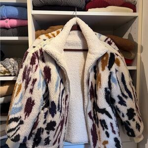 ba&sh Cream and Multicolor Teddy Jacket